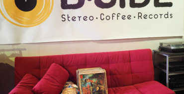 The red couch at B Side Stereo in Tel Aviv is a spot to find friends and the local street cat who likes to beg for pets