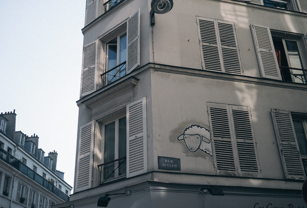Sheep head art on side of building in Paris by Paris Street Art Artist The Sheepest